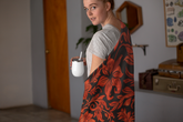 Crimson Contrast Striking Red and Black Floral Elegance Velveteen Fleece Throw Blanket